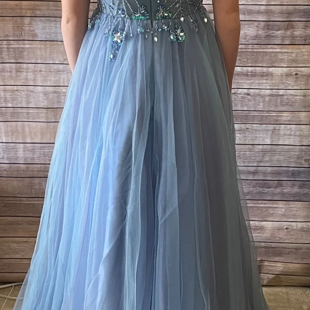 Periwinkle Tulle Prom Dress - Picture 2 of 6